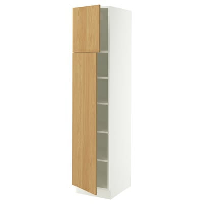 SEKTION High cabinet with shelves/2 doors, white/Sinarp oak veneer, 18x24x80 "