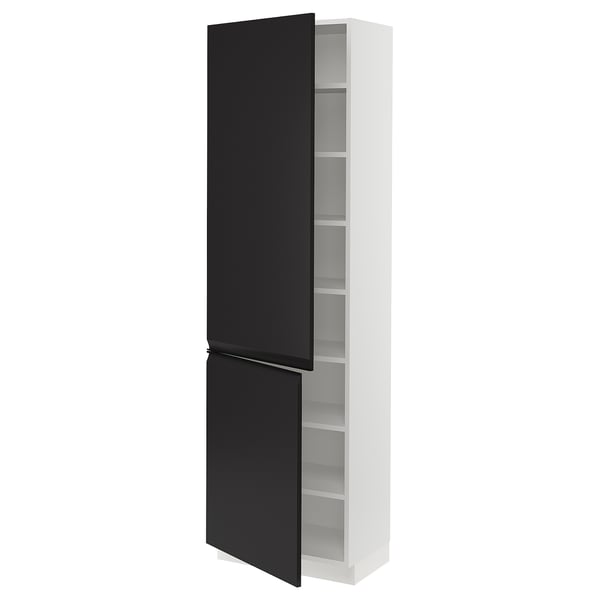 SEKTION High cabinet with shelves/2 doors, white/Upplöv matt anthracite, 24x15x80 "