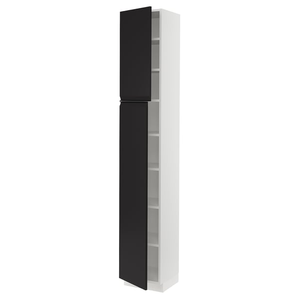SEKTION High cabinet with shelves/2 doors, white/Upplöv matt anthracite, 15x15x90 "