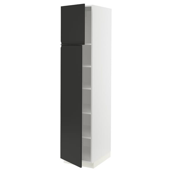 SEKTION High cabinet with shelves/2 doors, white/Upplöv matt anthracite, 18x24x80 "