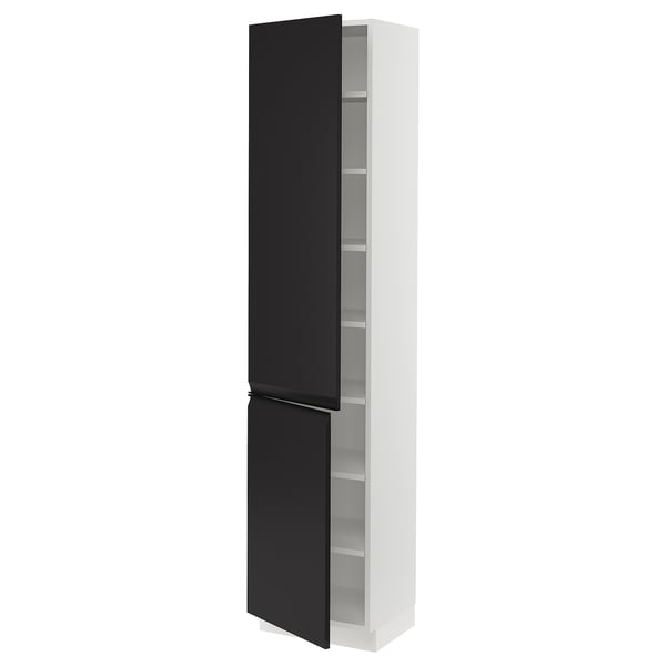 SEKTION High cabinet with shelves/2 doors, white/Upplöv matt anthracite, 18x15x80 "