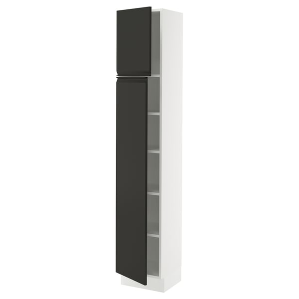 SEKTION High cabinet with shelves/2 doors, white/Upplöv matt anthracite, 15x15x80 "