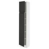 SEKTION High cabinet with shelves/2 doors, white/Upplöv matt anthracite, 15x15x80 "