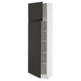 SEKTION High cabinet with shelves/2 doors, white/Upplöv matt anthracite, 24x15x80 "