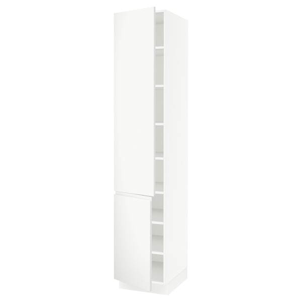 SEKTION High cabinet with shelves/2 doors, white/Voxtorp matt white, 18x24x90 "