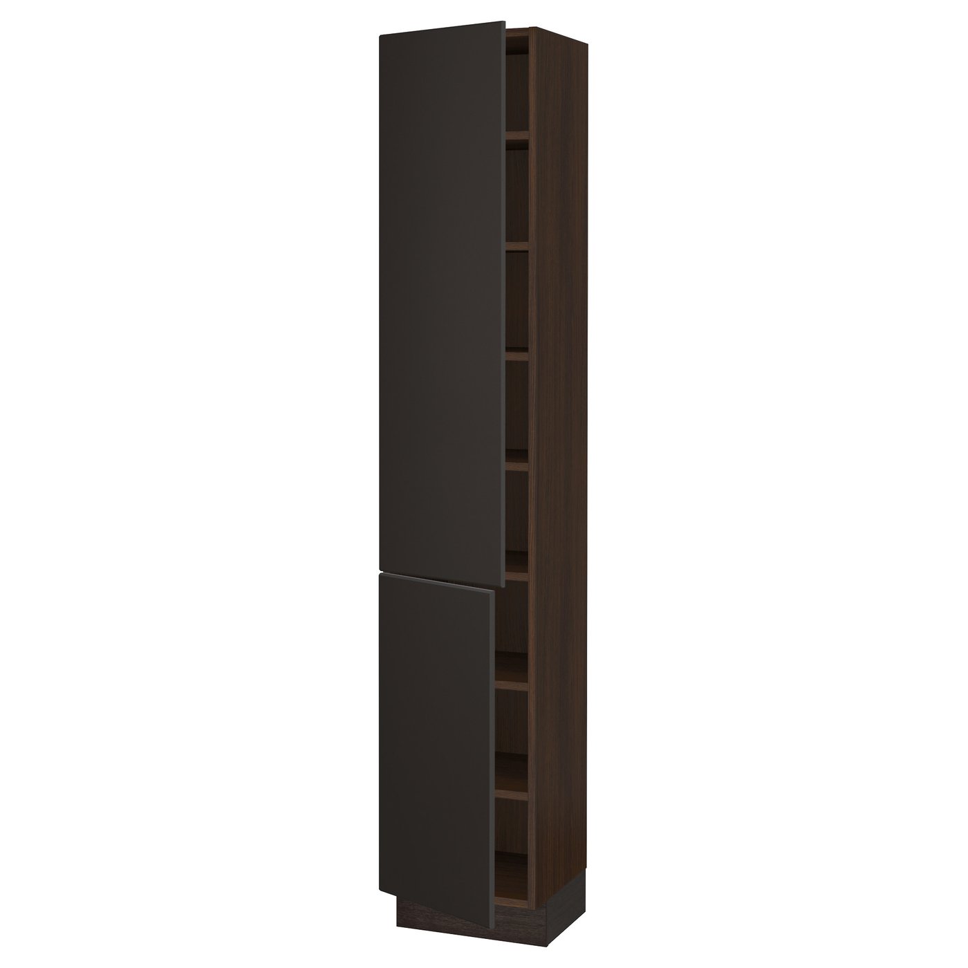 SEKTION High with shelves/2 doors, brown, Kungsbacka anthracite
