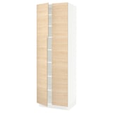 SEKTION High cabinet with shelves/4 doors, white/Askersund light ash effect, 30x24x90 "
