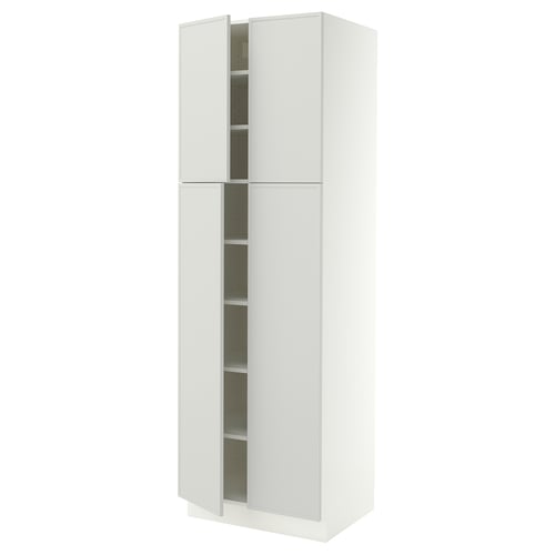 SEKTION High cabinet with shelves/4 doors, white/Aspudden light gray, 30x24x90 "