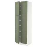 SEKTION High cabinet with shelves/4 doors, white/Axstad gray-green, 30x24x90 "