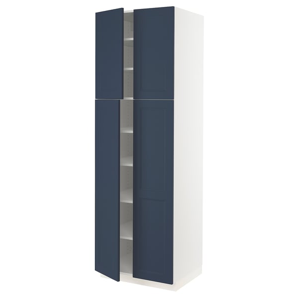 SEKTION High cabinet with shelves/4 doors, white Axstad/matte blue, 30x24x90 "