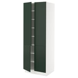 SEKTION High cabinet with shelves/4 doors, white/Havstorp deep green, 30x24x80 "