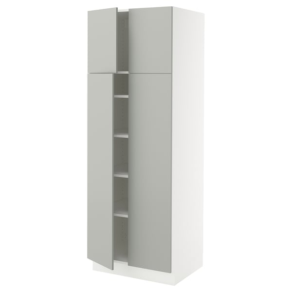 SEKTION High cabinet with shelves/4 doors, white/Havstorp light gray, 30x24x80 "