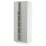 SEKTION High cabinet with shelves/4 doors, white/Havstorp light gray, 30x24x80 "