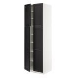 SEKTION High cabinet with shelves/4 doors, white/Lerhyttan black stained, 30x24x90 "