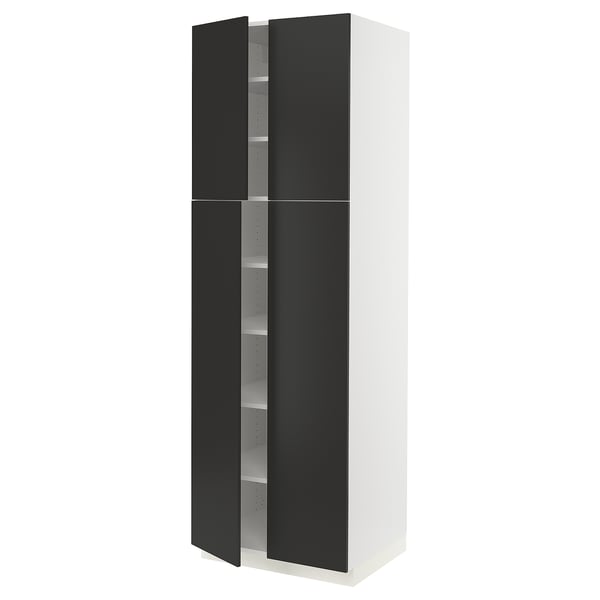SEKTION High cabinet with shelves/4 doors, white/Nickebo matt anthracite, 30x24x90 "
