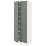 SEKTION High cabinet with shelves/4 doors, white/Nickebo matt grey-green, 30x24x80 "