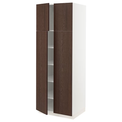 SEKTION High cabinet with shelves/4 doors, white/Sinarp brown, 30x24x80 "