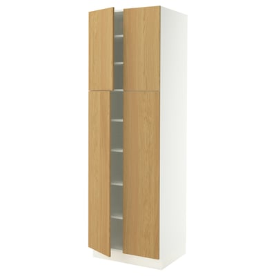 SEKTION High cabinet with shelves/4 doors, white/Sinarp oak veneer, 30x24x90 "