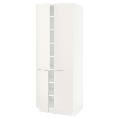 SEKTION High cabinet with shelves/4 doors, white/Veddinge white, 30x24x80 "