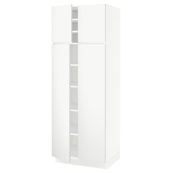 SEKTION High cabinet with shelves/4 doors, white/Voxtorp matt white, 30x24x80 "