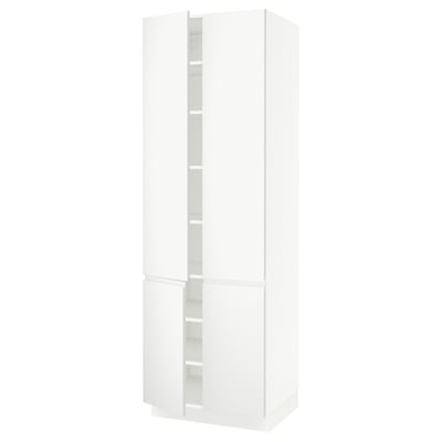 SEKTION High cabinet with shelves/4 doors, white/Voxtorp matt white, 30x24x90 "
