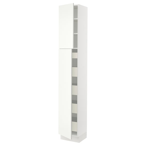 SEKTION High cb w 2 doors/shelves/5 drawers, white/Vallstena white, 15x15x90 "