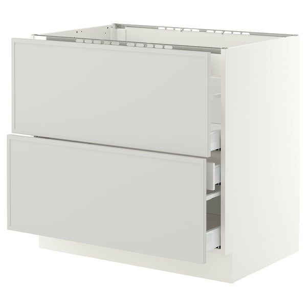 SEKTION / MAXIMERA Base cab f cktp/2 fronts/3 drawers, white/Aspudden light gray, 36x24x30 "