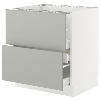 SEKTION / MAXIMERA Base cab f cktp/2 fronts/3 drawers, white/Havstorp light gray, 30x24x30 "