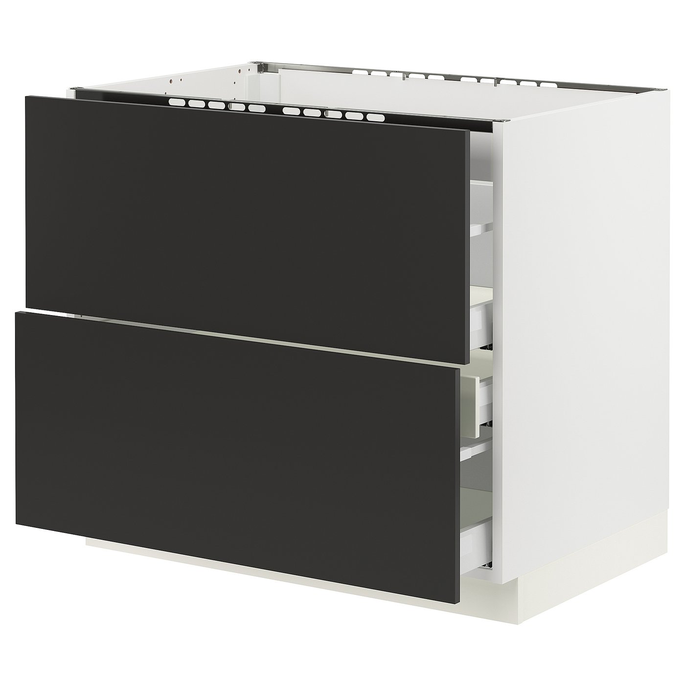 SEKTION / MAXIMERA, Base cab f cktp/2 fronts/3 drawers, white/Nickebo matt anthracite