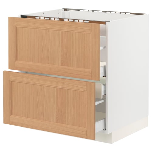 SEKTION kitchen cabinet, light wood, squared shape, two drawers, modern design.