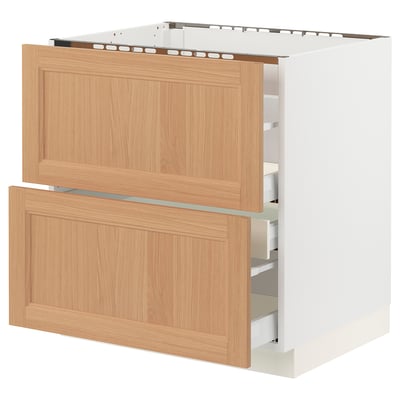 SEKTION / MAXIMERA Base cab f cktp/2 fronts/3 drawers, white/Vedhamn oak, 30x24x30 "