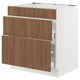 SEKTION / MAXIMERA Base cab f cktp/3 fronts/2 drawers, white/Tistorp brown walnut effect, 30x24x30 "