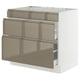 SEKTION / MAXIMERA Base cab f cktp/3 fronts/2 drawers, white/Voxtorp high-gloss dark grey-brown, 36x24x30 "