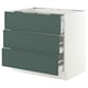 SEKTION / MAXIMERA Base cab f cktp/3 fronts/3 drawers, white/Aspudden dark gray-green, 36x24x30 "
