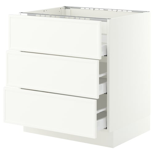 SEKTION / MAXIMERA Base cab f cktp/3 fronts/3 drawers, white/Aspudden matt white, 30x24x30 "