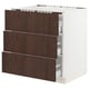 SEKTION / MAXIMERA Base cab f cktp/3 fronts/3 drawers, white/Sinarp brown, 30x24x30 "