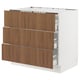 SEKTION / MAXIMERA Base cab f cktp/3 fronts/3 drawers, white/Tistorp brown walnut effect, 36x24x30 "