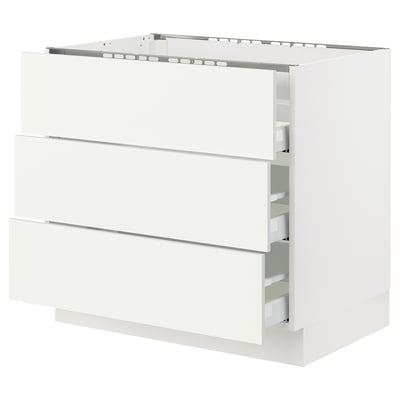 SEKTION / MAXIMERA Base cab f cktp/3 fronts/3 drawers, white/Vallstena white, 36x24x30 "