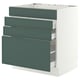 SEKTION / MAXIMERA Base cab f cktp/4 fronts/3 drawers, white/Aspudden dark gray-green, 30x24x30 "