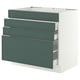 SEKTION / MAXIMERA Base cab f cktp/4 fronts/3 drawers, white/Aspudden dark gray-green, 36x24x30 "