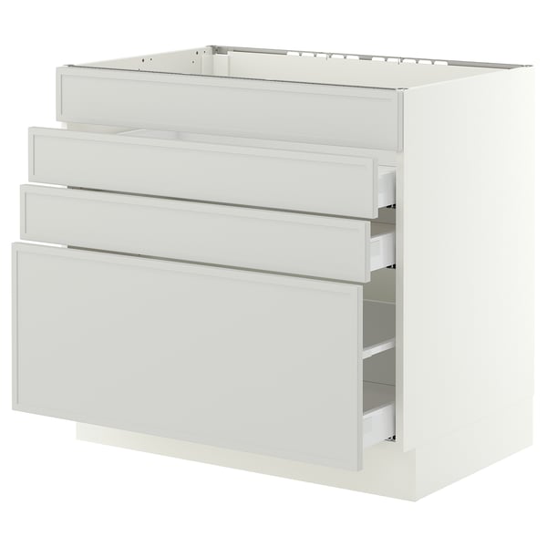SEKTION / MAXIMERA Base cab f cktp/4 fronts/3 drawers, white/Aspudden light gray, 36x24x30 "