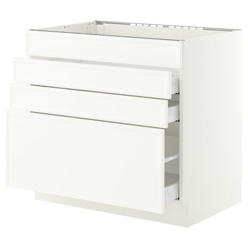 SEKTION / MAXIMERA Base cab f cktp/4 fronts/3 drawers, white/Aspudden matt white, 36x24x30 "