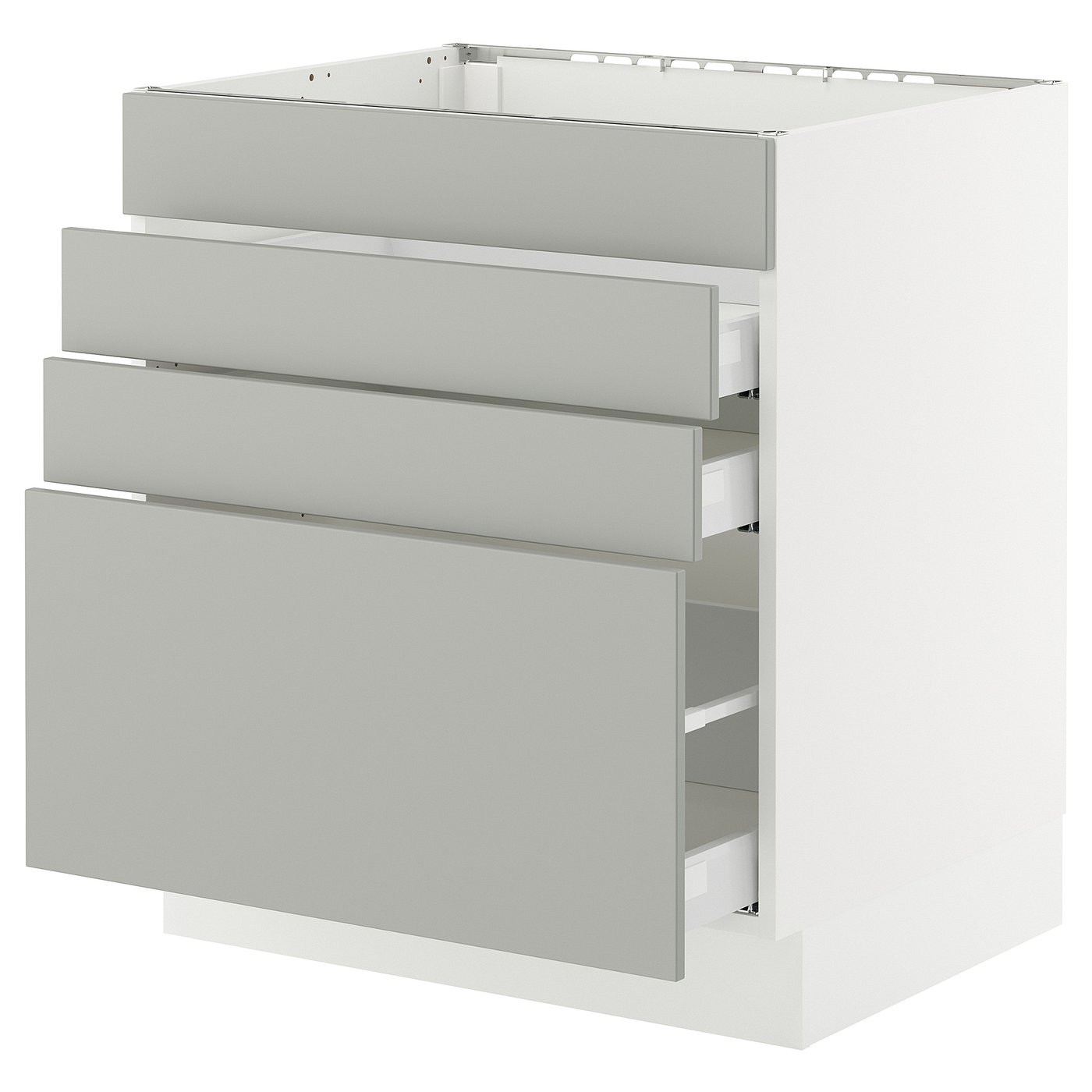 SEKTION / MAXIMERA, Base cab f cktp/4 fronts/3 drawers, white/Havstorp light gray
