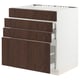 SEKTION / MAXIMERA Base cab f cktp/4 fronts/3 drawers, white/Sinarp brown, 30x24x30 "