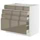 SEKTION / MAXIMERA Base cab f cktp/4 fronts/3 drawers, white/Voxtorp high-gloss dark grey-brown, 36x24x30 "