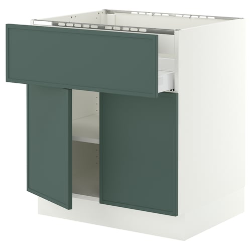 SEKTION / MAXIMERA Base cab f cktp/dw/shelves/2drs, white/Aspudden dark gray-green, 30x24x30 "
