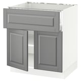 SEKTION / MAXIMERA Base cab f cktp/dw/shelves/2drs, white/Bodbyn gray, 30x24x30 "