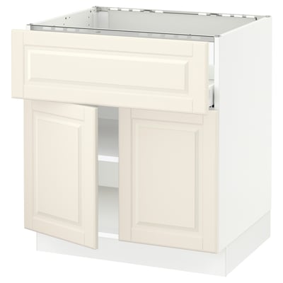 SEKTION / MAXIMERA Base cab f cktp/dw/shelves/2drs, white/Bodbyn off-white, 30x24x30 "