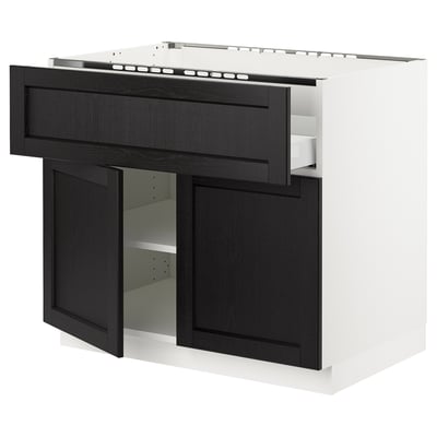 SEKTION / MAXIMERA Base cab f cktp/dw/shelves/2drs, white/Lerhyttan black stained, 36x24x30 "