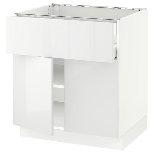 White SEKTION kitchen cabinet with modern design, glossy finish.